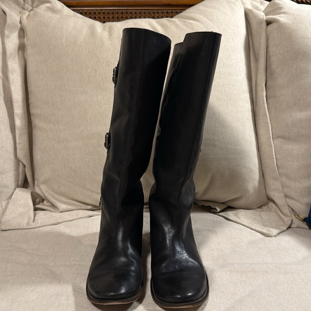 Frye Black Leather Boots with Buckles - Picture 4 of 10